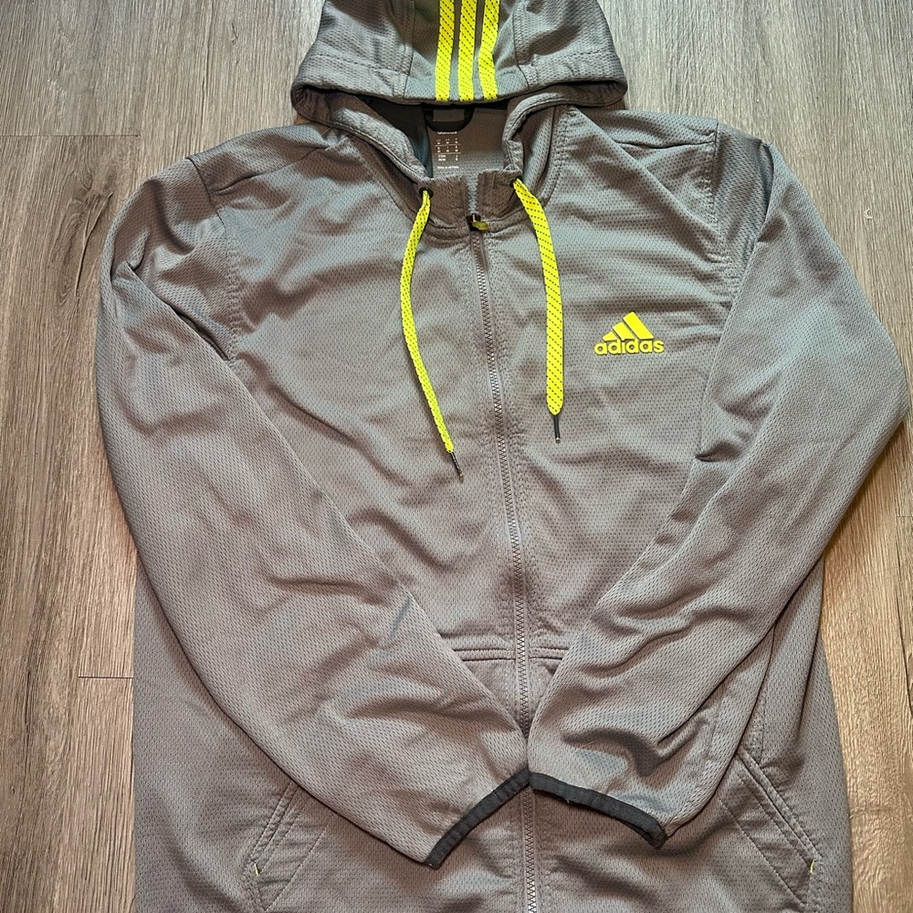 Adidas Performance Jacket in Gray with Neon Yellow Details